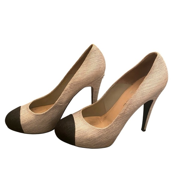 CHANEL Authentic Chanel Cap-Toe Textured High Heels – Size 40 - Picture 1 of 9